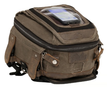 Burly Voyager tank-tail bag waxed canvas dark oak-de-motos.jpg