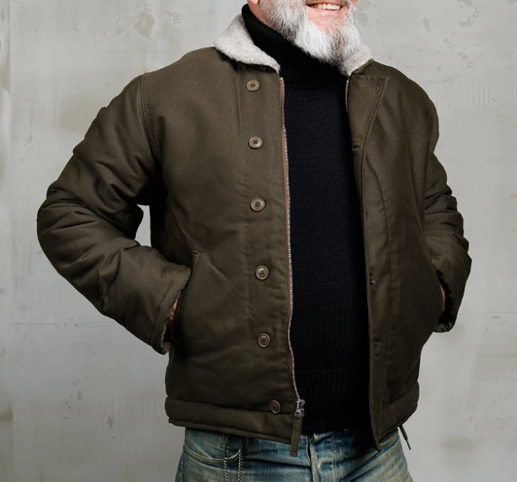 Pike Brothers 1944 N1 Deck Jacket Waxed Olive De Motos1.jpg