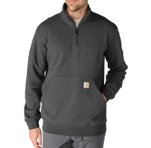 Carhartt Marquette Zip Mock Neck sweatshirt carbon heath De Motos1.jpg