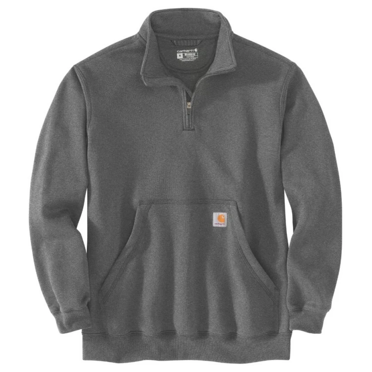 Carhartt Marquette Zip Mock Neck sweatshirt carbon heath De Motos.jpg