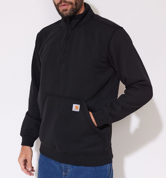 Carhartt Marquette Zip Mock Neck sweatshirt black De Motos.jpg