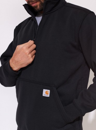 Carhartt Marquette Zip Mock Neck sweatshirt black De Motos1.jpg