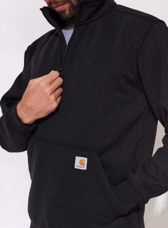 Carhartt Marquette Zip Mock Neck sweatshirt black De Motos1.jpg