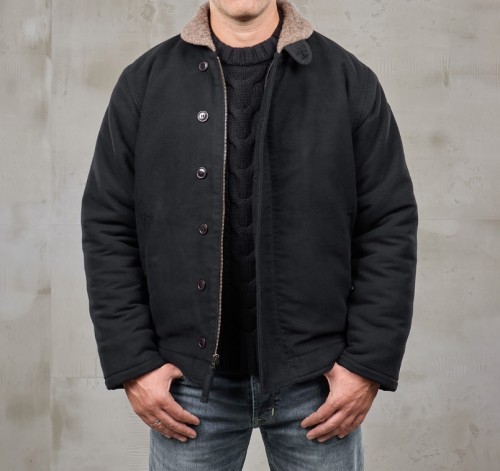 1943 N1 Deck Jacket Moleskin Sulphur Black demotos1.jpg