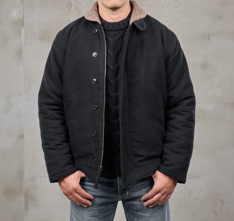 1943 N1 Deck Jacket Moleskin Sulphur Black demotos1.jpg